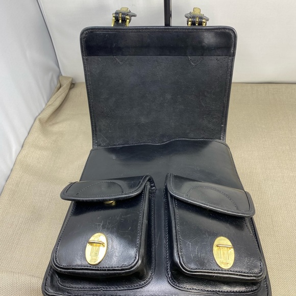 GABAHN VINTAGE BLACK GENUINE LEATHER MESSENGER BAG/BACKPACK - Picture 6 of 14